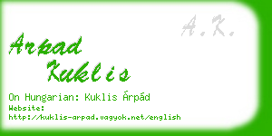 arpad kuklis business card